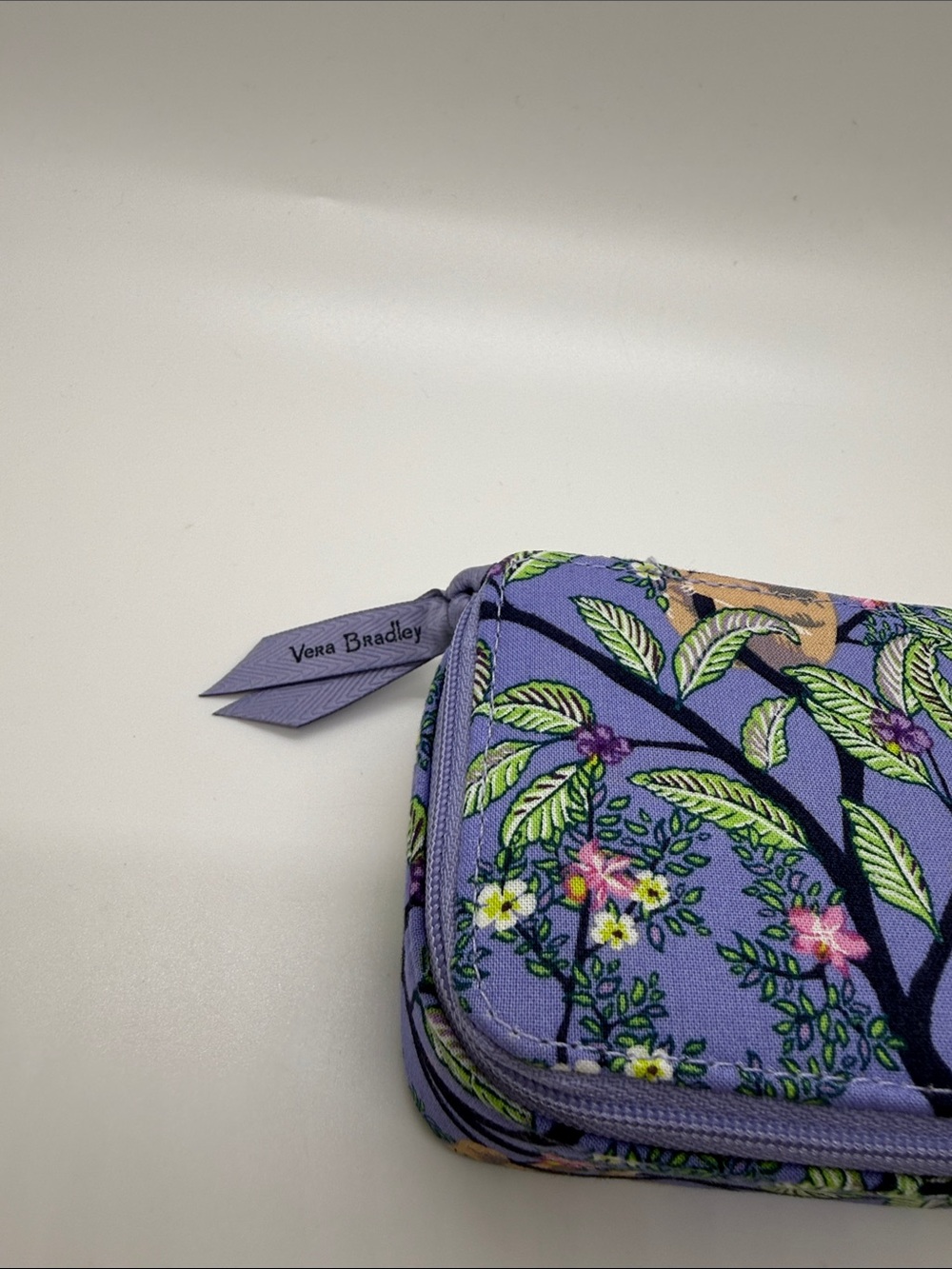 Women's Vera Bradley Lavender Hanging Around Sloth Pattern Small Travel Case - Picture 2 of 9